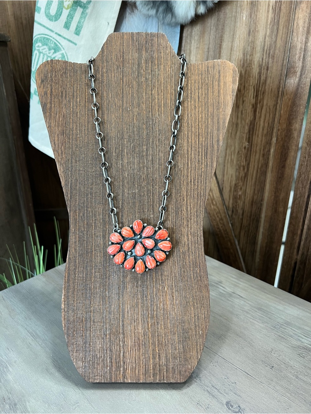Native Betty Tom Red Spiny Cluster Necklace